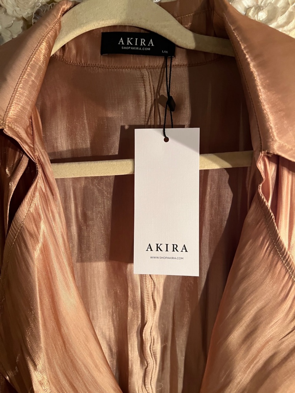 AKIRA Satin Trench Coat in Rose - Picture 2 of 6